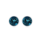 6 MM Bezel Set London Blue Topaz Solitaire Stud Earring London Blue Topaz - ( AAA ) - Quality - Rosec Jewels