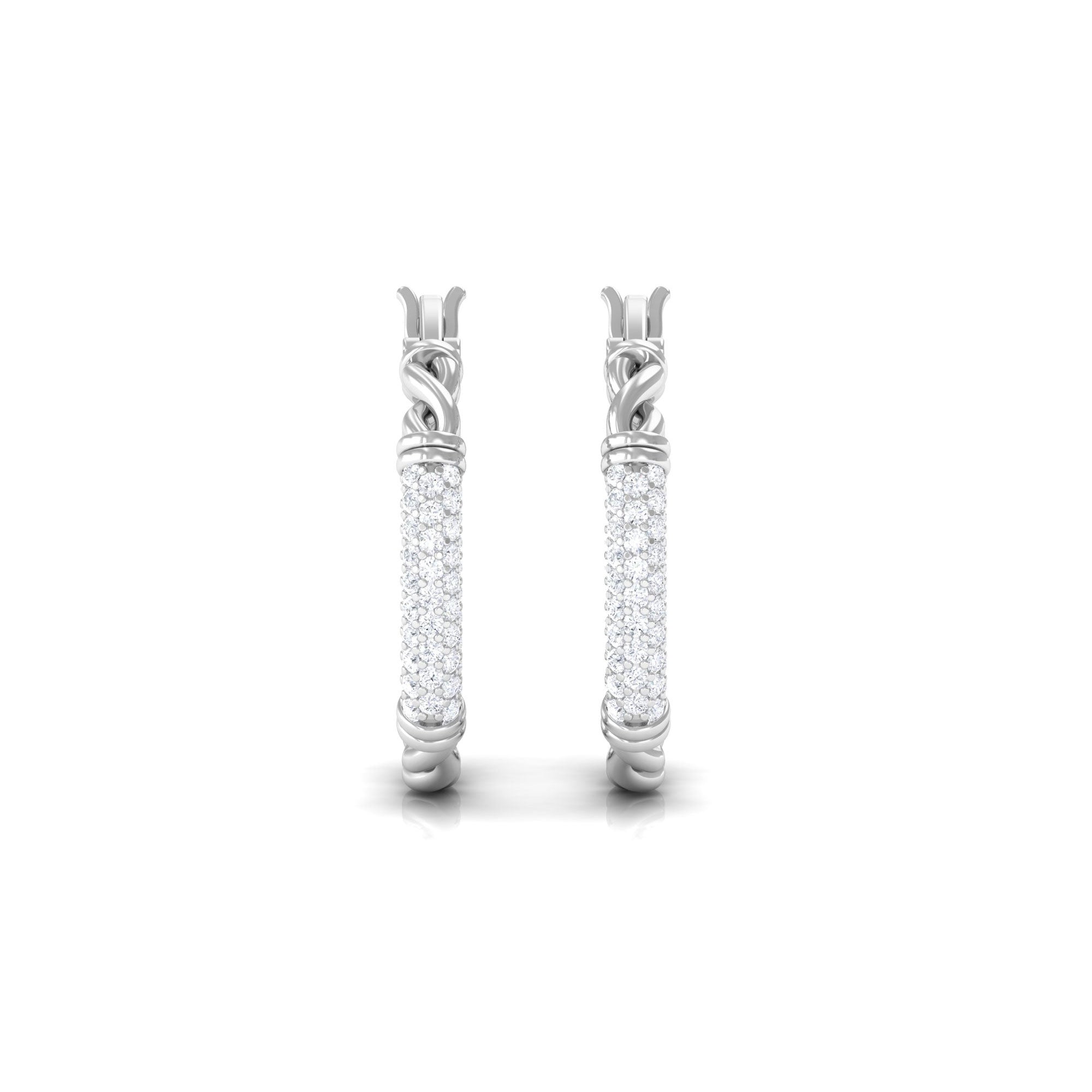 1.25 CT Twisted Rope Hoop Earrings with Diamond Diamond - ( HI-SI ) - Color and Clarity - Rosec Jewels