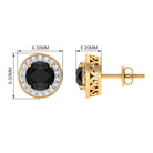 2 CT Classic Black Onyx and Diamond Halo Stud Earrings Black Onyx - ( AAA ) - Quality - Rosec Jewels