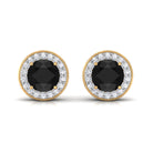 2 CT Classic Black Onyx and Diamond Halo Stud Earrings Black Onyx - ( AAA ) - Quality - Rosec Jewels