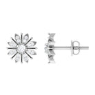 1/4 CT Real Diamond Flower Two Tone Gold Stud Earrings Diamond - ( HI-SI ) - Color and Clarity - Rosec Jewels