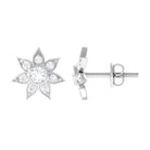 1/4 CT Diamond Flower Stud Earrings in Bezel Setting Diamond - ( HI-SI ) - Color and Clarity - Rosec Jewels