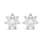 1/4 CT Diamond Flower Stud Earrings in Bezel Setting Diamond - ( HI-SI ) - Color and Clarity - Rosec Jewels