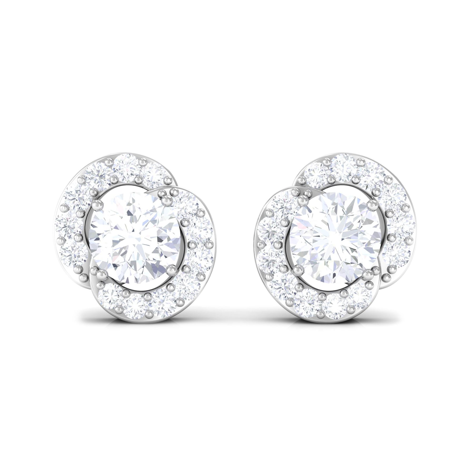 1/2 CT Real Diamond Halo Stud Earrings in Gold Diamond - ( HI-SI ) - Color and Clarity - Rosec Jewels