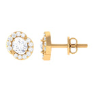 1/2 CT Real Diamond Halo Stud Earrings in Gold Diamond - ( HI-SI ) - Color and Clarity - Rosec Jewels