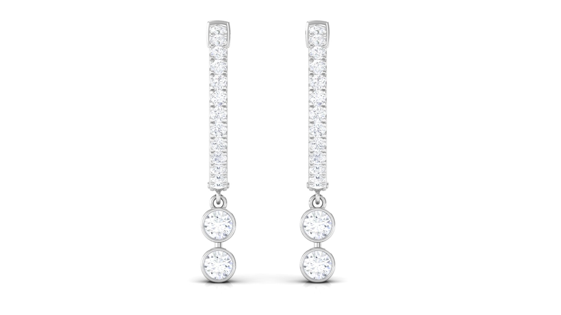 1/2 CT Minimal Diamond Gold Hoop Drop Earrings in Bezel Setting Diamond - ( HI-SI ) - Color and Clarity - Rosec Jewels