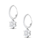 2.25 CT Zircon Flower Hoop Drop Earrings in Gold Zircon - ( AAAA ) - Quality - Rosec Jewels