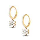 2.25 CT Zircon Flower Hoop Drop Earrings in Gold Zircon - ( AAAA ) - Quality - Rosec Jewels