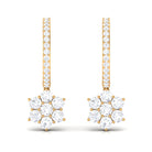 2.25 CT Zircon Flower Hoop Drop Earrings in Gold Zircon - ( AAAA ) - Quality - Rosec Jewels