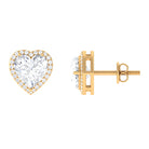 3.25 CT Cubic Zirconia Heart Stud Earrings with Halo Zircon - ( AAAA ) - Quality - Rosec Jewels