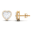 3.25 CT Cubic Zirconia Heart Stud Earrings with Halo Zircon - ( AAAA ) - Quality - Rosec Jewels