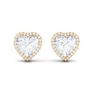 3.25 CT Cubic Zirconia Heart Stud Earrings with Halo Zircon - ( AAAA ) - Quality - Rosec Jewels