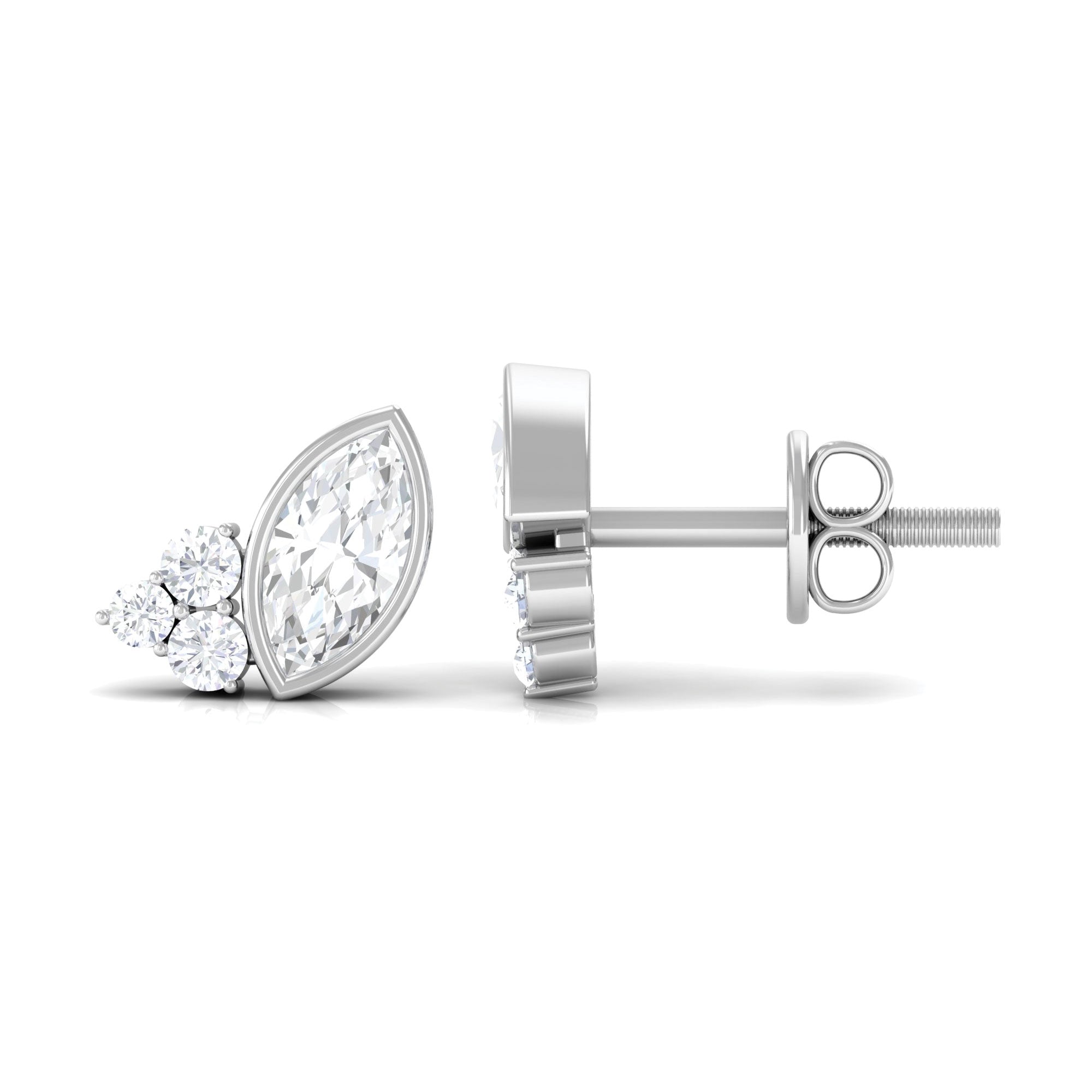 Marquise and Round Cut Certified Zircon Cluster Stud Earrings Zircon - ( AAAA ) - Quality - Rosec Jewels