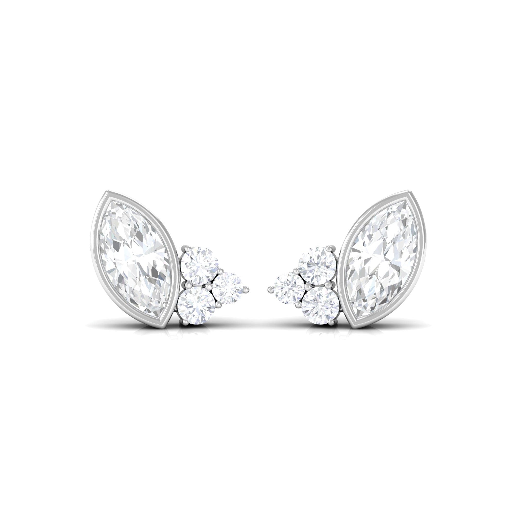 Marquise and Round Cut Certified Zircon Cluster Stud Earrings Zircon - ( AAAA ) - Quality - Rosec Jewels