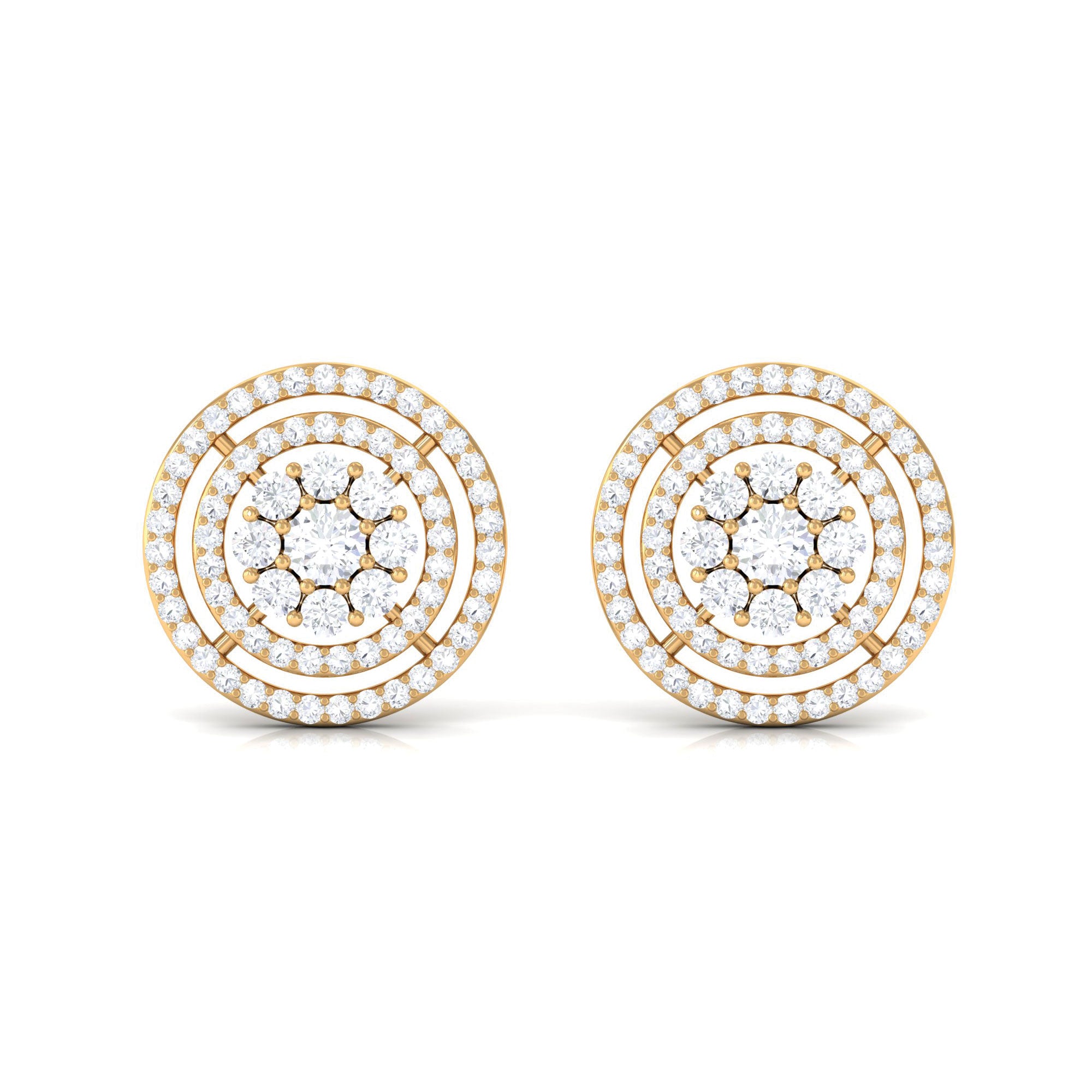 1 CT Classic Round Cubic Zirconia Stud Earrings in Gold Zircon - ( AAAA ) - Quality - Rosec Jewels