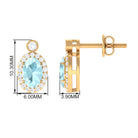 Oval Sky Blue Topaz Halo Stud Earrings with Diamond in Prong Setting Sky Blue Topaz - ( AAA ) - Quality - Rosec Jewels