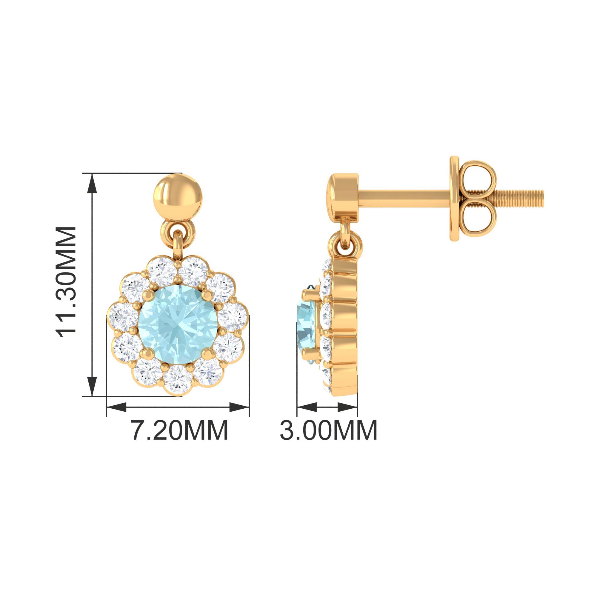 1.25 CT Sky Blue Topaz and Diamond Floral Halo Drop Earrings Sky Blue Topaz - ( AAA ) - Quality - Rosec Jewels