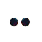 Round Cut Certified Black Opal Solitaire Stud Earring Black Opal - ( AAA ) - Quality - Rosec Jewels