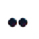 Simple Solitaire Black Opal Stud Earring in Gold Black Opal - ( AAA ) - Quality - Rosec Jewels