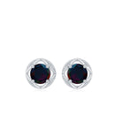 Solitaire Black Opal Flower Stud Earrings Black Opal - ( AAA ) - Quality - Rosec Jewels