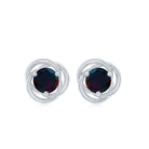 Round Solitaire Black Opal Gold Swirl Stud Earrings Black Opal - ( AAA ) - Quality - Rosec Jewels