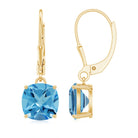 Solitaire Swiss Blue Topaz Lever Back Earrings Swiss Blue Topaz - ( AAA ) - Quality - Rosec Jewels