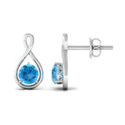 Solitaire Teardrop Stud Earrings with Round Swiss Blue Topaz Swiss Blue Topaz - ( AAA ) - Quality - Rosec Jewels