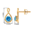 Solitaire Teardrop Stud Earrings with Round Swiss Blue Topaz Swiss Blue Topaz - ( AAA ) - Quality - Rosec Jewels