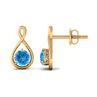 Solitaire Teardrop Stud Earrings with Round Swiss Blue Topaz Swiss Blue Topaz - ( AAA ) - Quality - Rosec Jewels