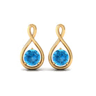 Solitaire Teardrop Stud Earrings with Round Swiss Blue Topaz Swiss Blue Topaz - ( AAA ) - Quality - Rosec Jewels