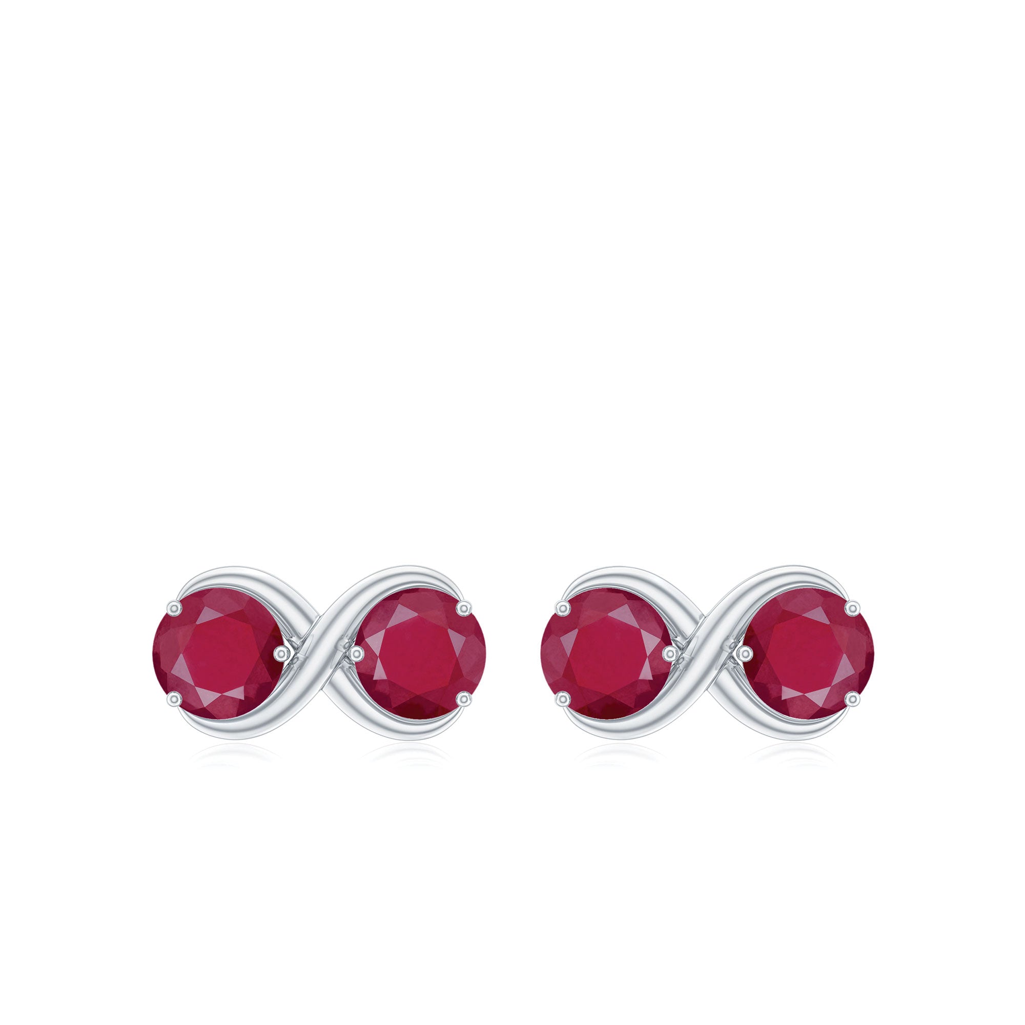 1 CT Simple Ruby Two Stone Infinity Stud Earrings Ruby - ( AAA ) - Quality - Rosec Jewels