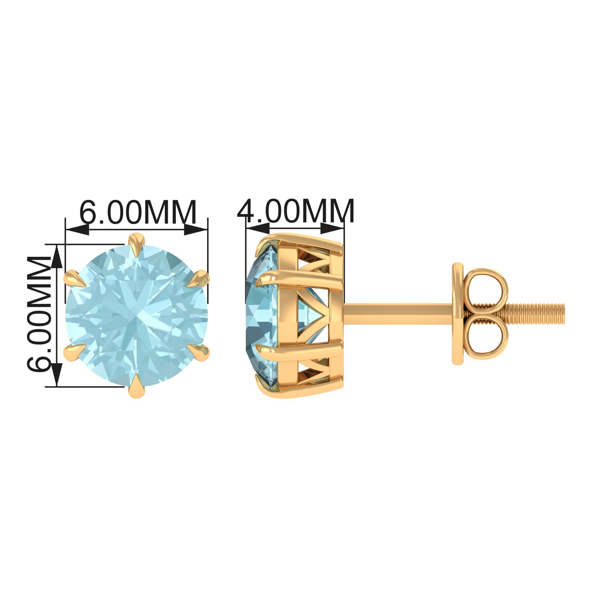 2.25 CT Sky Blue Topaz Solitaire Stud Earrings Sky Blue Topaz - ( AAA ) - Quality - Rosec Jewels