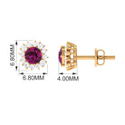 1 CT Classic Rhodolite and Diamond Halo Stud Earrings Rhodolite - ( AAA ) - Quality - Rosec Jewels