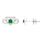 Created Emerald Infinity Heart Stud Earrings Lab Created Emerald - ( AAAA ) - Quality - Rosec Jewels