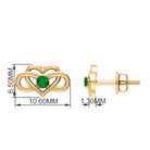 Created Emerald Infinity Heart Stud Earrings Lab Created Emerald - ( AAAA ) - Quality - Rosec Jewels