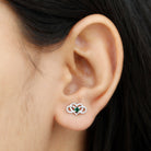 Created Emerald Infinity Heart Stud Earrings Lab Created Emerald - ( AAAA ) - Quality - Rosec Jewels