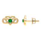 Created Emerald Infinity Heart Stud Earrings Lab Created Emerald - ( AAAA ) - Quality - Rosec Jewels