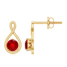 4 MM Round Cut Created Ruby Solitaire Infinity Gold Stud Earrings with Screw Back Lab Created Ruby - ( AAAA ) - Quality - Rosec Jewels