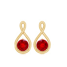 4 MM Round Cut Created Ruby Solitaire Infinity Gold Stud Earrings with Screw Back Lab Created Ruby - ( AAAA ) - Quality - Rosec Jewels