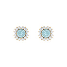 Classic Sky Blue Topaz Stud Earrings with Diamond Halo Sky Blue Topaz - ( AAA ) - Quality - Rosec Jewels