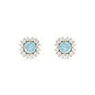 Classic Sky Blue Topaz Stud Earrings with Diamond Halo Sky Blue Topaz - ( AAA ) - Quality - Rosec Jewels