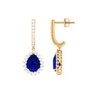 4.5 CT Created Blue Sapphire and Diamond Bridal Teardrop Earrings Lab Created Blue Sapphire - ( AAAA ) - Quality - Rosec Jewels