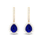 4.5 CT Created Blue Sapphire and Diamond Bridal Teardrop Earrings Lab Created Blue Sapphire - ( AAAA ) - Quality - Rosec Jewels