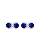 Two Stone Infinity Stud Earrings with Created Blue Sapphire Lab Created Blue Sapphire - ( AAAA ) - Quality - Rosec Jewels