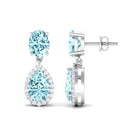 4.5 CT Aquamarine and Moissanite Dangle Drop Earrings Aquamarine - ( AAA ) - Quality - Rosec Jewels