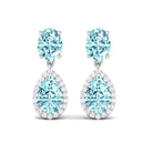 4.5 CT Aquamarine and Moissanite Dangle Drop Earrings Aquamarine - ( AAA ) - Quality - Rosec Jewels