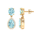 4.5 CT Aquamarine and Moissanite Dangle Drop Earrings Aquamarine - ( AAA ) - Quality - Rosec Jewels