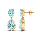 4.5 CT Aquamarine and Moissanite Dangle Drop Earrings Aquamarine - ( AAA ) - Quality - Rosec Jewels