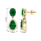 4.25 CT Created Emerald and Diamond Dangle Drop Earrings with Screw Back Lab Created Emerald - ( AAAA ) - Quality - Rosec Jewels