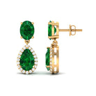 4.25 CT Created Emerald and Diamond Dangle Drop Earrings with Screw Back Lab Created Emerald - ( AAAA ) - Quality - Rosec Jewels